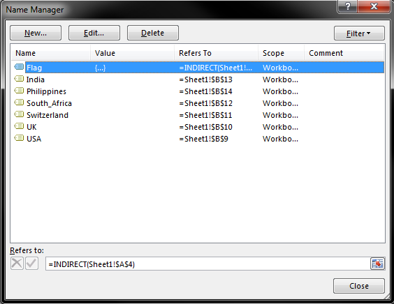 Excel Name Manager